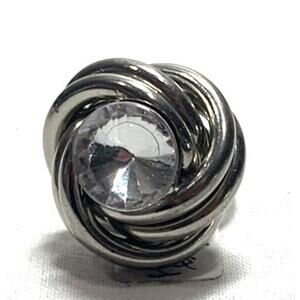 925 Sterling Silver Knot Ring w/ Clear Crystal Stone 20.8G Size 5